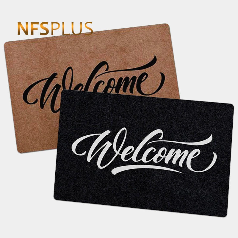 

2PCS/SET Welcome Mats For Front Door 40x60CM Black Brown TPR Non Slip Floor Mat Funny Doormat For Entrance Door Carpet Outdoor