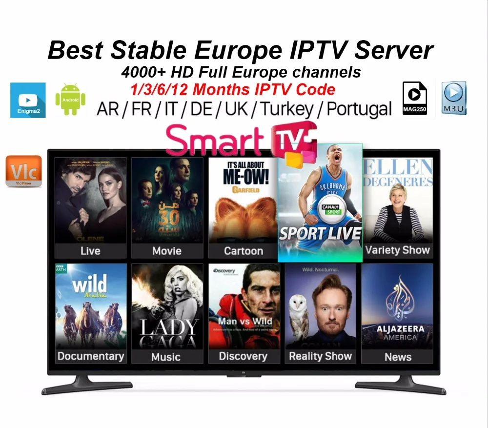

IPTV subscription 1/3/6/12 Months for Android TV Box smart tv mag device+Italy Belgium Germany UK EX-YU Spain IPTV 3000 live