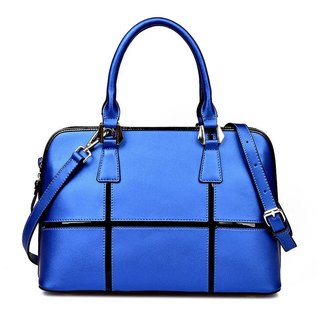 

2018 new fashion pearl cowhide stitching large shell shoulder diagonal portable leather handbags female