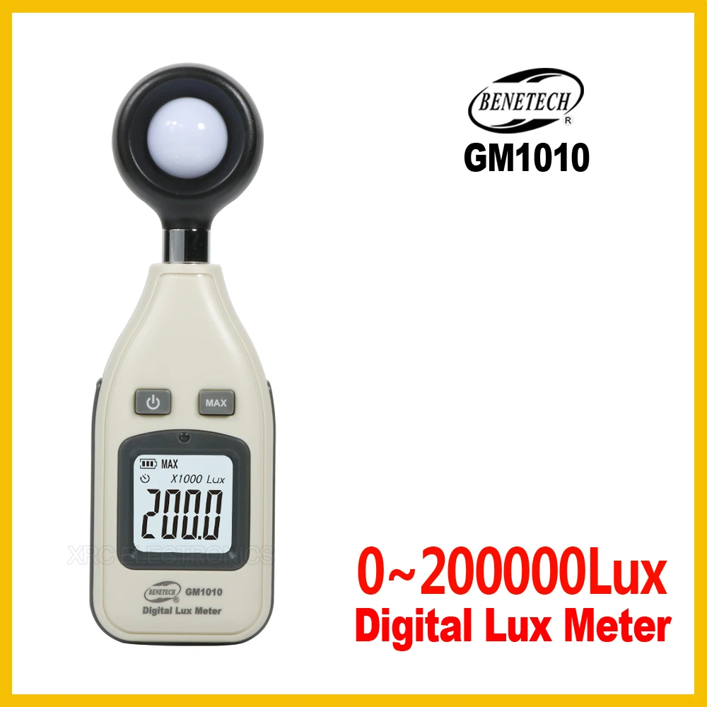 

Split Light Luxmeter Meters Luxmeter Tester Measuring Range 0Lux~200,000Lux/0Fc~185,806Fc GM1010-BENETECH Free Shipping