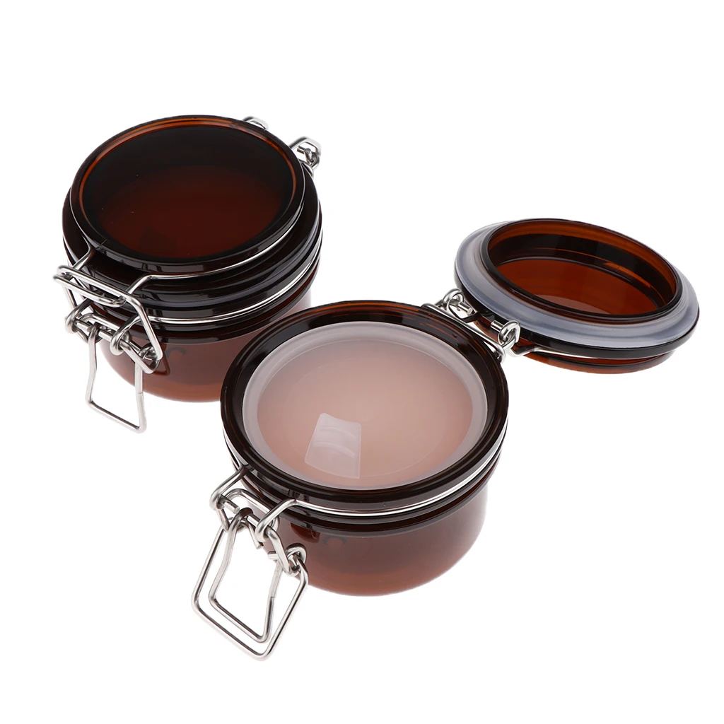 2pcs Facial Mask Container Empty Jar Pot Amber Cosmetic Makeup Face Cream Container Refillable Cosmetic Bottles with Lids