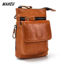 MAHEU Новая модная сумка на пояс для мужчин Мужская мини сумка на плечо из натуральной кожи Телефон Pounch с ключом Китай Пряжка поясная сумка на ремне