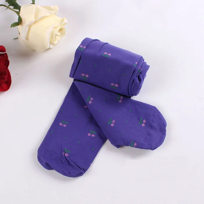 Girls Tights Spring & Autumn Velvet Cherry Pattern Kids Dance Tights For Girls 3-7 Years Pants Even The Feet