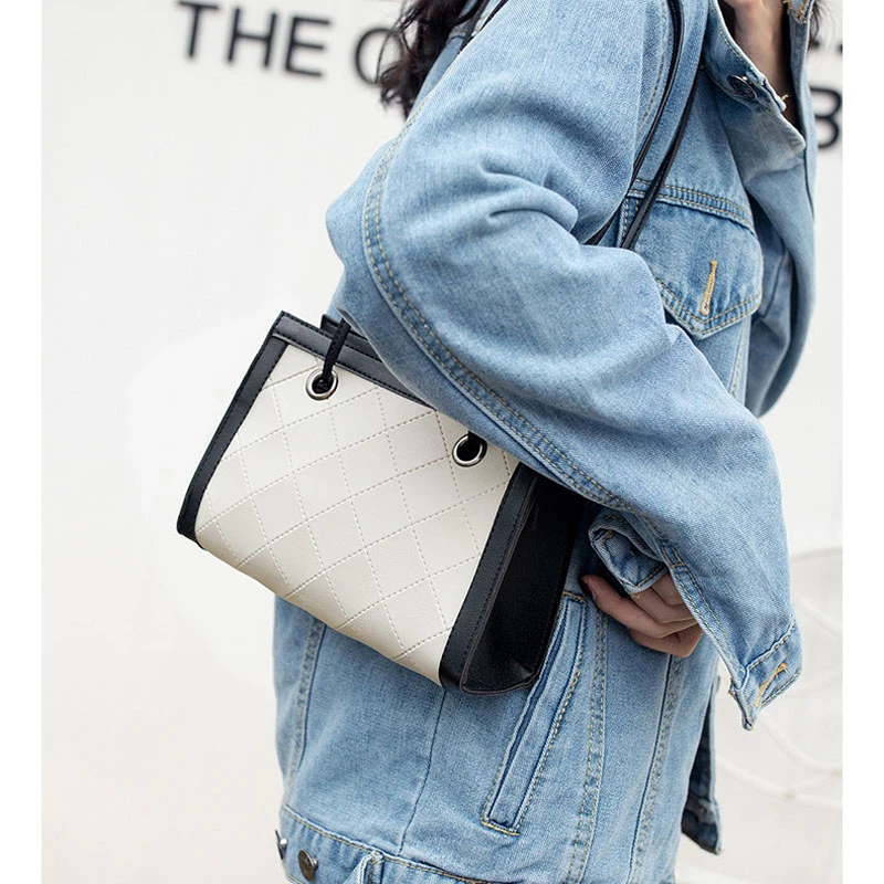 

Sac Femme Messenger Luxury Handbags Women Bags Designer Plaid Patchwork Style High Quality Leather Material Woman Bag 2019