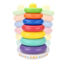 Музыкальная Радуга башня стакан слой укладки семь цветов кольца дети укладки кольца Детские наборные игрушки