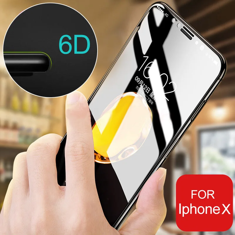 100 шт 0 3 мм 9H6D Премиум Закаленное стекло для Iphone X 8 7 6 S Plus i6 полное покрытие корпуса