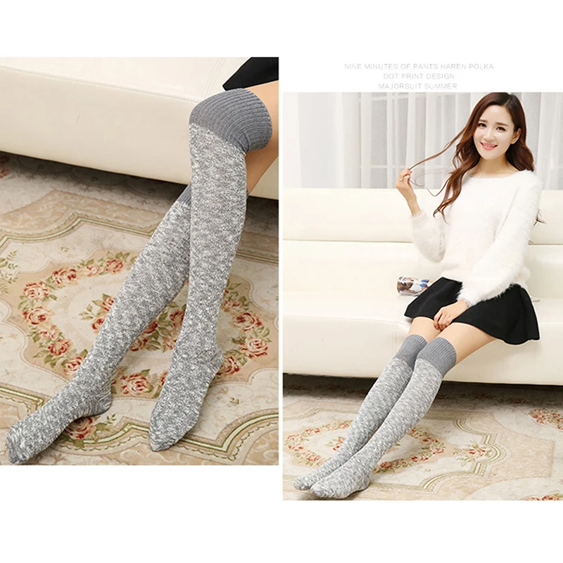 

Winter Women Cotton Stock Sexy High Thigh Warm Stock Knitted Woollen Stocks For Girls Ladies Long Socks