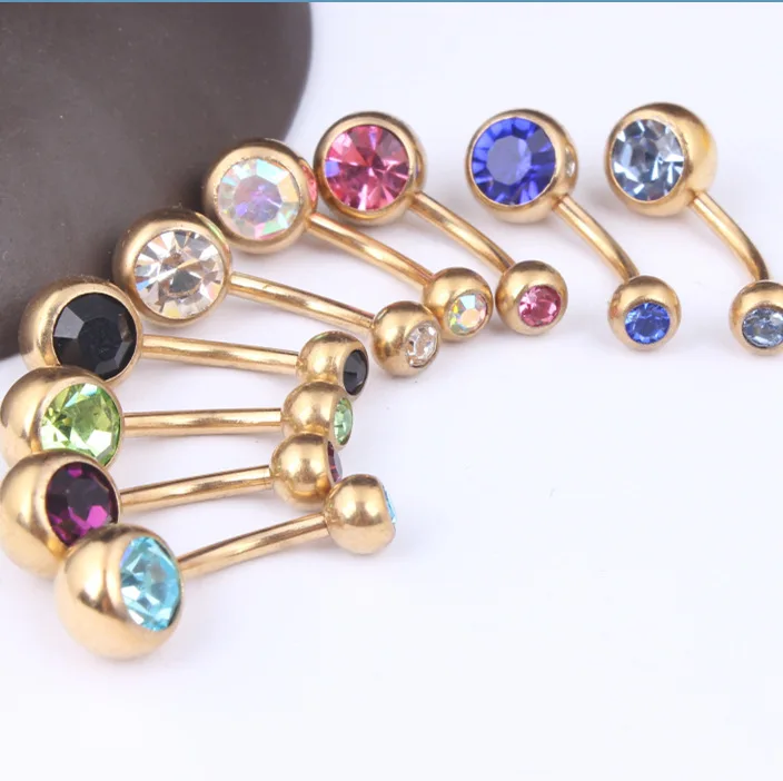 

9 groups of body piercing ornaments, double drilling umbilical ring, Czech drill navel nail, thick ear stud, punk wind.