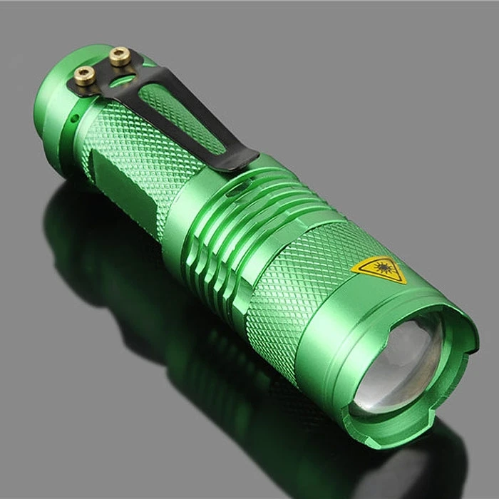Practical 10pcs Green Mini Q5 LED Zoomable 2000 Lumen Flashlight Torch