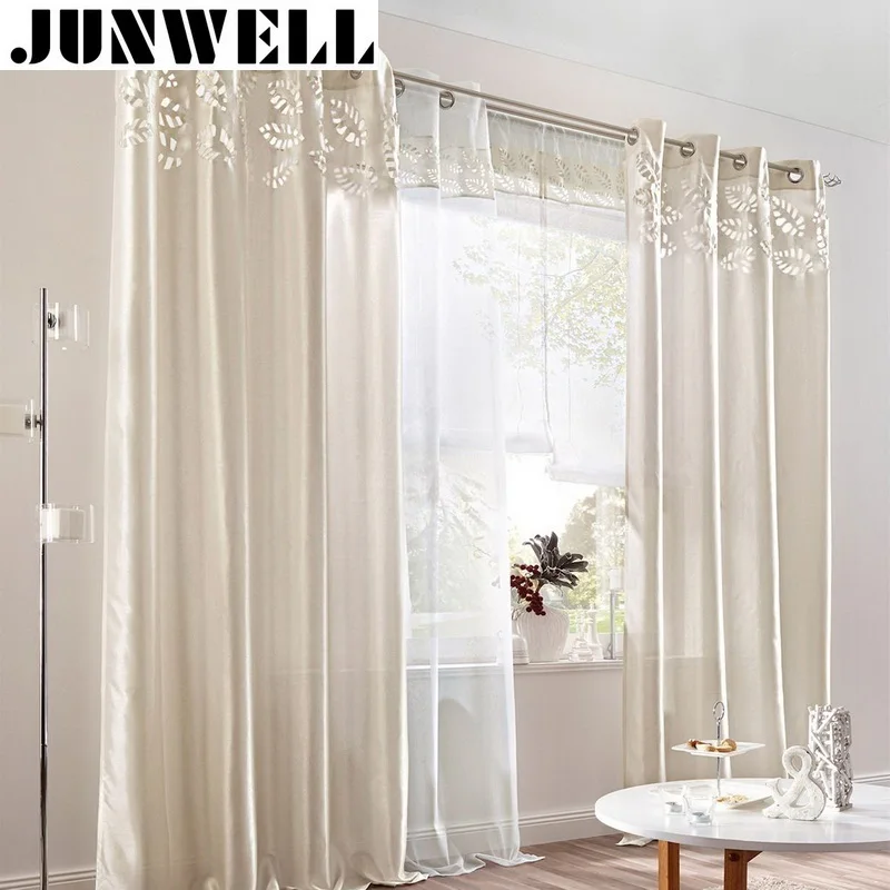 

100% Polyester Eyelet curtain with hollow out design 4cm Diameter Grommet Top Home Wave Living Room Balcony Voile Panel