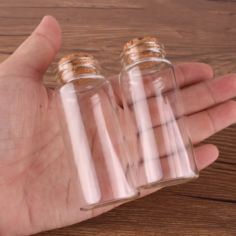 

Dia 30x60x17mm 25ml Transparent Glass Spice Candy Bottles Jars Vials Terrarium with Cork Stopper Container for Wedding Gift