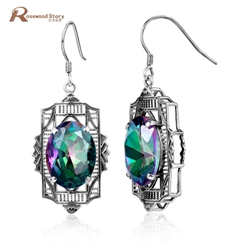 

Wholesale Charms Mystic Rainbow Fashion Jewelry Earrings Vintage 925 Sliver Jewelry for Women Austrian Crystal Wedding Earrings