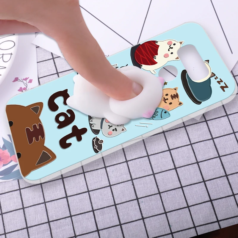 

ShuiCaoRen Silicone Case For LG G6 phone shell Relax Cat 3D Squishy Pinch Cover Fundas For LG G6