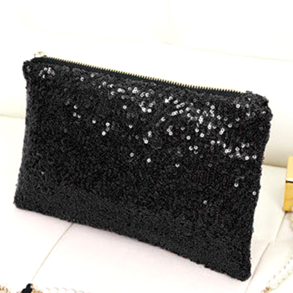 Women Purse Evening Party Classic All Match Zipper Wallet Bling Sequins Luxury Solid Banquet Mini Clutch Bag Glitter Fashion