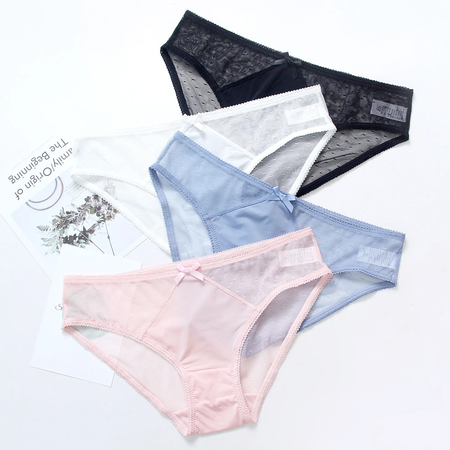Women Underwear Brand Panties Transparent Pink Sexy Lingerie Cueca