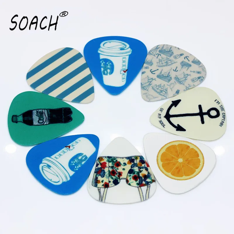 SOACH 50pcs/Lot 0.46/0.71/1.0mm Bass Guitar pick Personality mix Plucked Instrument Accessories Guitarra/Acoustic guitar/ukulele