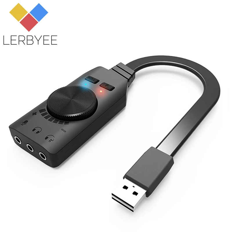 Lerbyee Виртуальная 7,1 канальная USB звуковая карта GS3 3,5 мм USB аудио выход адаптер наушники аудио интерфейс для Игровых Наушников