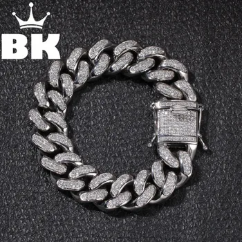 

High Quality Stainless Steel Gold Curb Cuban Chain Link Thick Bracelets Punk Jewelry Rapper Men Women Accessories