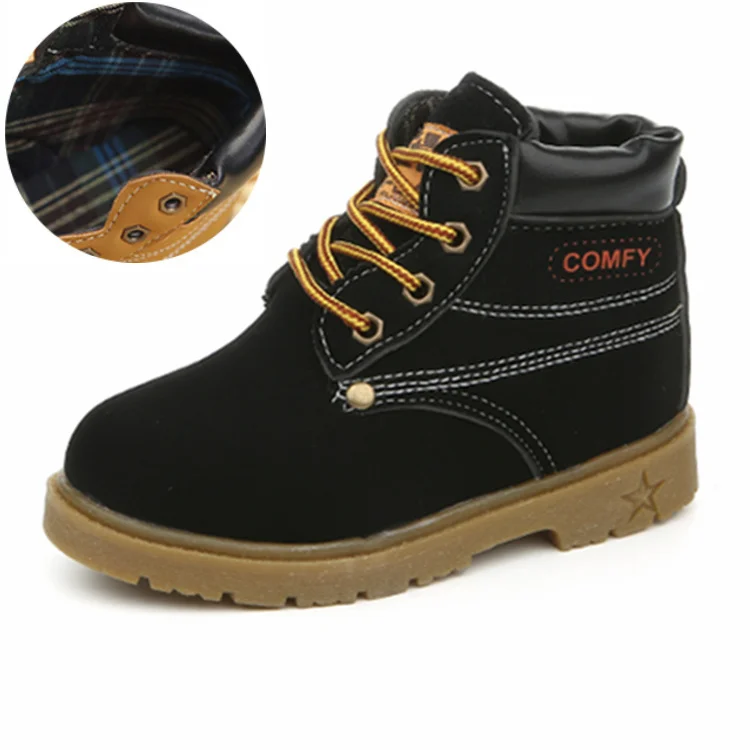 Kalupao 2018 Kids Rivet Ankle Boots Girls Boys Shoes Short Yellow Autumn Martin Cow Muscle Boots Baby Child Leather Shoes  (24)