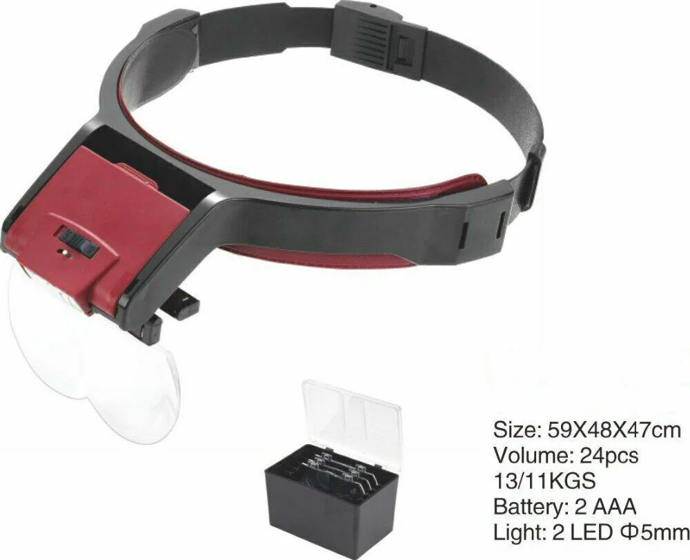 Wearing Magnifier 1.7X 2X 2.5X 3.5X Magnifying Glass Loupe with LED Light Jewel Repair Illumination Helmet Style Headband