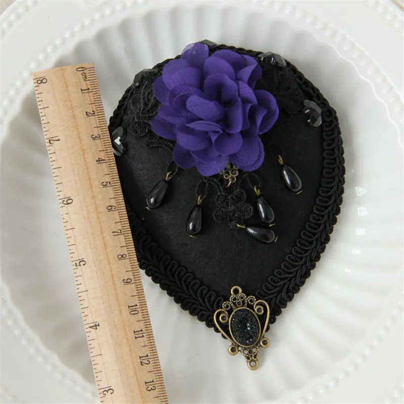 Haimeikang Цветочный Кристалл фетровых шляпа для Для женщин аксессуары для волос Черная жемчужина кружева метр волос клип с шляпа ретро Хомбург шпильки