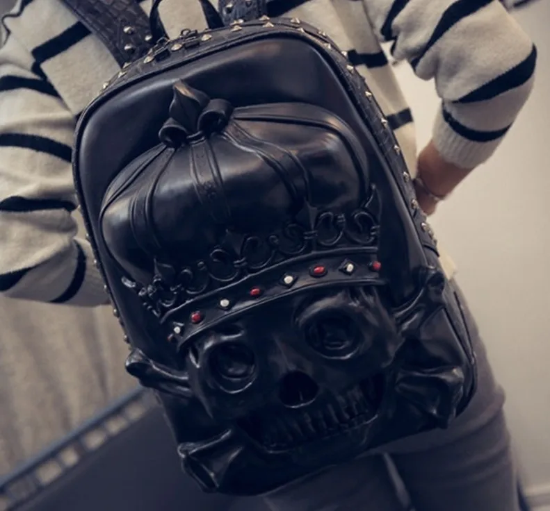

unisex casual backpack rivet computer bag 3D Skull Relief bag Pirates of the Caribbean