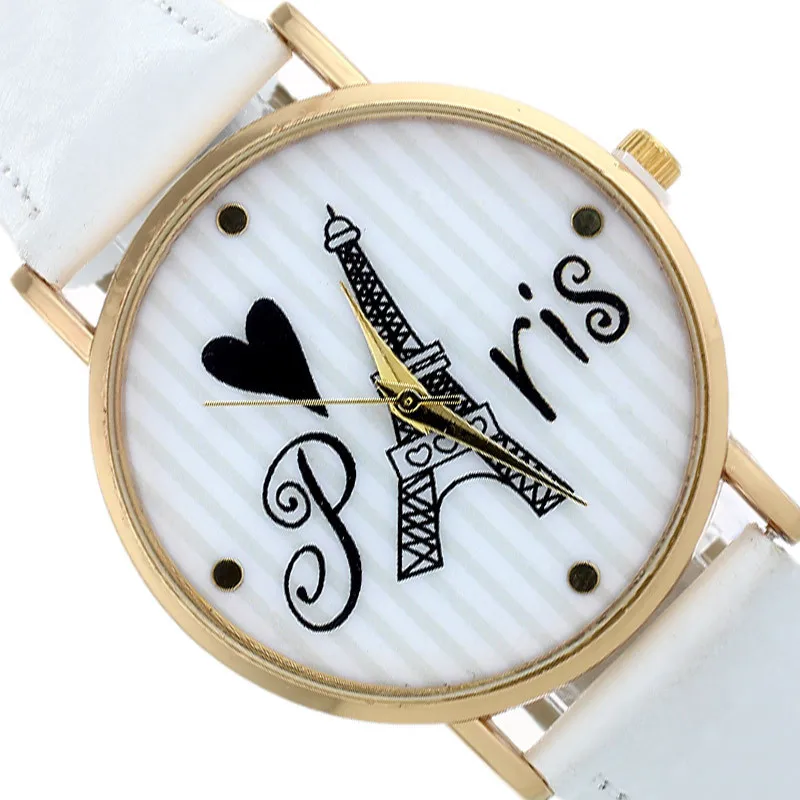 OTOKY Willby милые полосатые Парижские часы с Эйфелевой башней женские часы из искусственной кожи Кварцевые аналоговые наручные часы 161213 Прямая поставка
