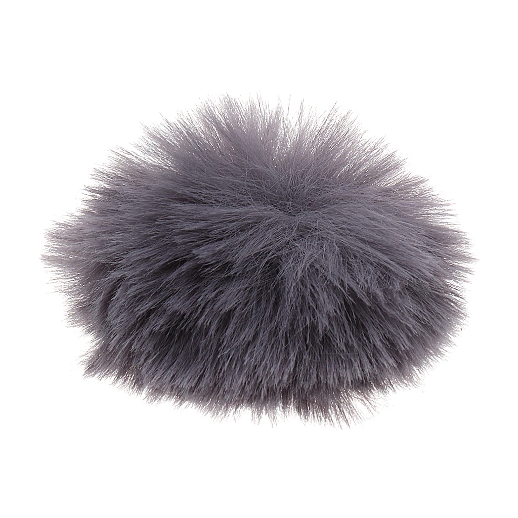 0.98inch Fur Microphone Windscreen Windshield Muff Reduce Wind Noise Mic Cover Black/Silver Gray