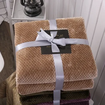

Flannel Fleece Luxury Blanket Sofa Use Office Children Blanket Towel Travel Fleece Mesh Portable Car Travel Cover Solid Blanket