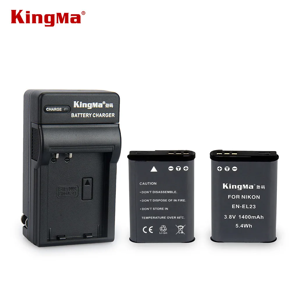 KingMa 2PCS 1400mAh EN EL23 EN EL23 Rechargeable Li ion Battery