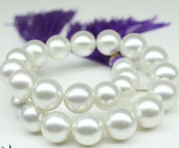 

Superb Huge 18"12-13mm Natural south sea genuine white pearl necklace 14K
