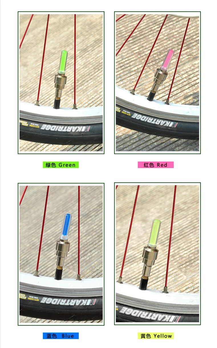 Top 2 Pcs Bike Light Mountain Road Bicycle Tyre Tire Valve Caps Lights MTB Spokes LED Wheel Cycling Bicycle Accessories Light 3