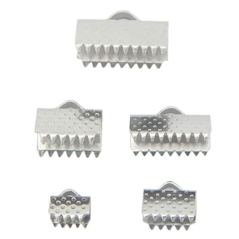 

50pcs 6.5/8.5/15//20/25mm Length Stainless Steel End Clasps Fastener Fitting Flat Leather Cord Clasp Necklace Connectors For DIY