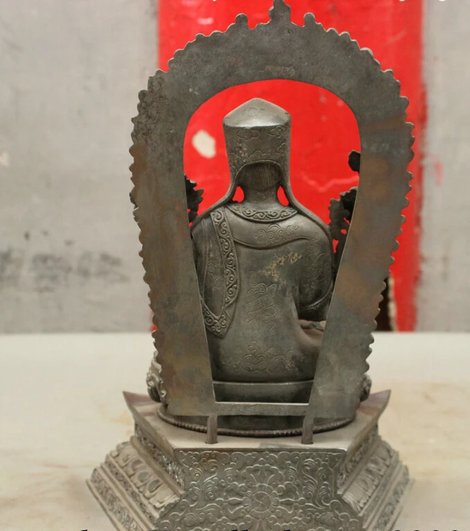 

S0616 11 Old Tibet Buddhism Pure Bronze Northern Wei Tsongkhapa Medicine Buddha Statue