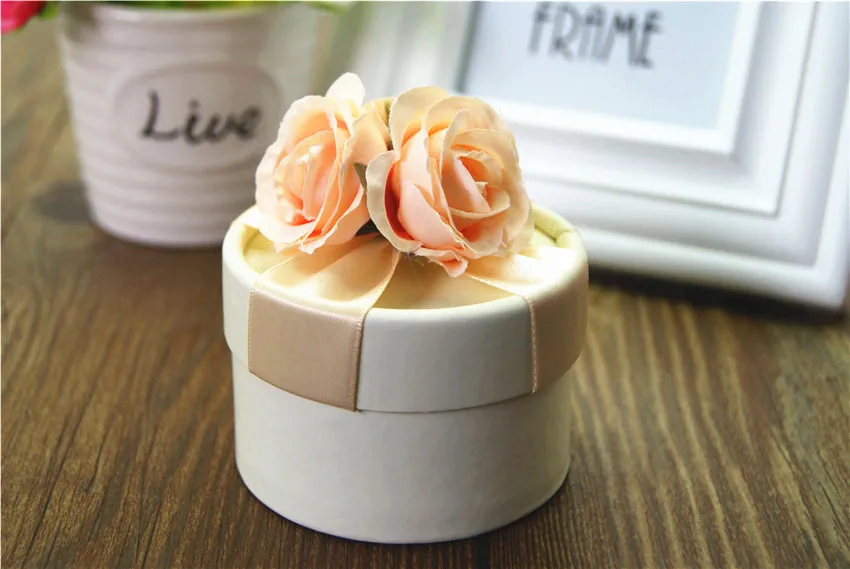 Круглые бумажные свадебные подарочные коробки с цветным цветком, BY170425