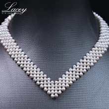 Кружевное тонкое ожерелье-чокер из пресноводного жемчуга, винтажное ожерелье с жемчугом muiltlaye для женщин, маленькое жемчужное ювелирное ожерелье на ключице
