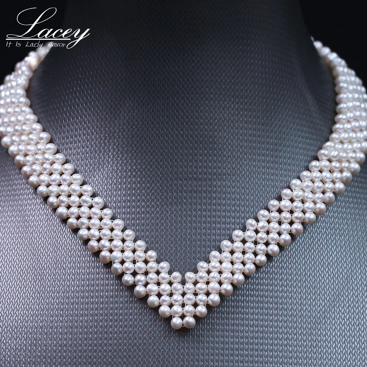 Lacey fine freshwater pearl choker necklace,muiltlaye pearl vintage necklace for women Small