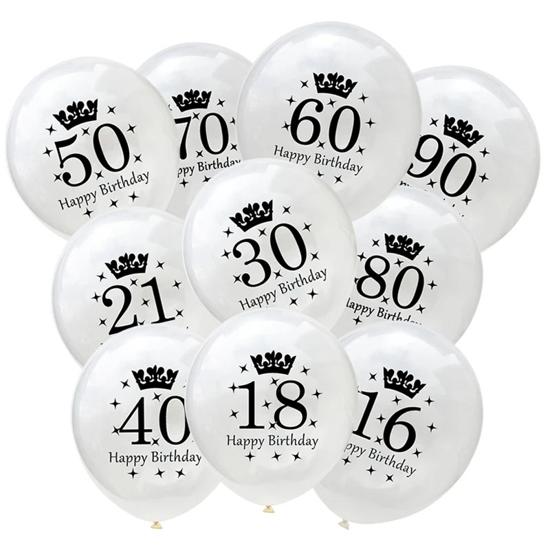 

Anqing 10pcs Happy Birthday 21 30 40 50 Years Wedding Anniversary 12inch Latex Balloons Adults Aged Birthday Party Decor Supply