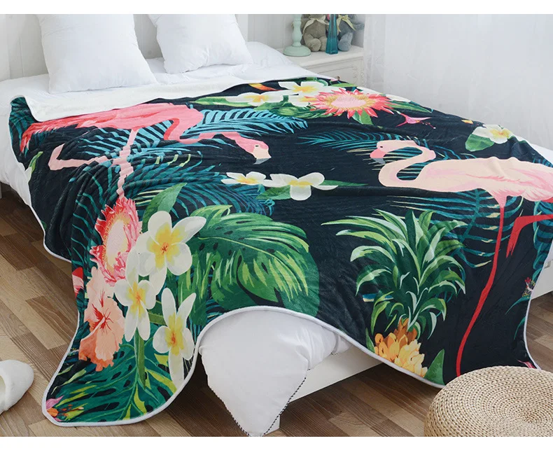 Супер мягкое уютное бархатное плюшевое одеяло фламинго, современное художественное одеяло для дивана, покрывало для путешествий, покрывало для дивана