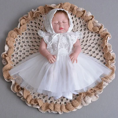 

Christening Dress Baptism for Baby Girl Newborn Girl Ivory Lace Dress 1st Brithday Faire Part Bapteme Dress With Hat