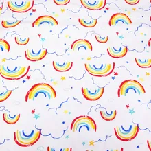 Чесаная хлопковая ткань с радужным принтом, хлопковая трикотажная ткань для DIY, детская одежда, нагрудники, покрытые, простыни, хлопковая одежда из трикотажа