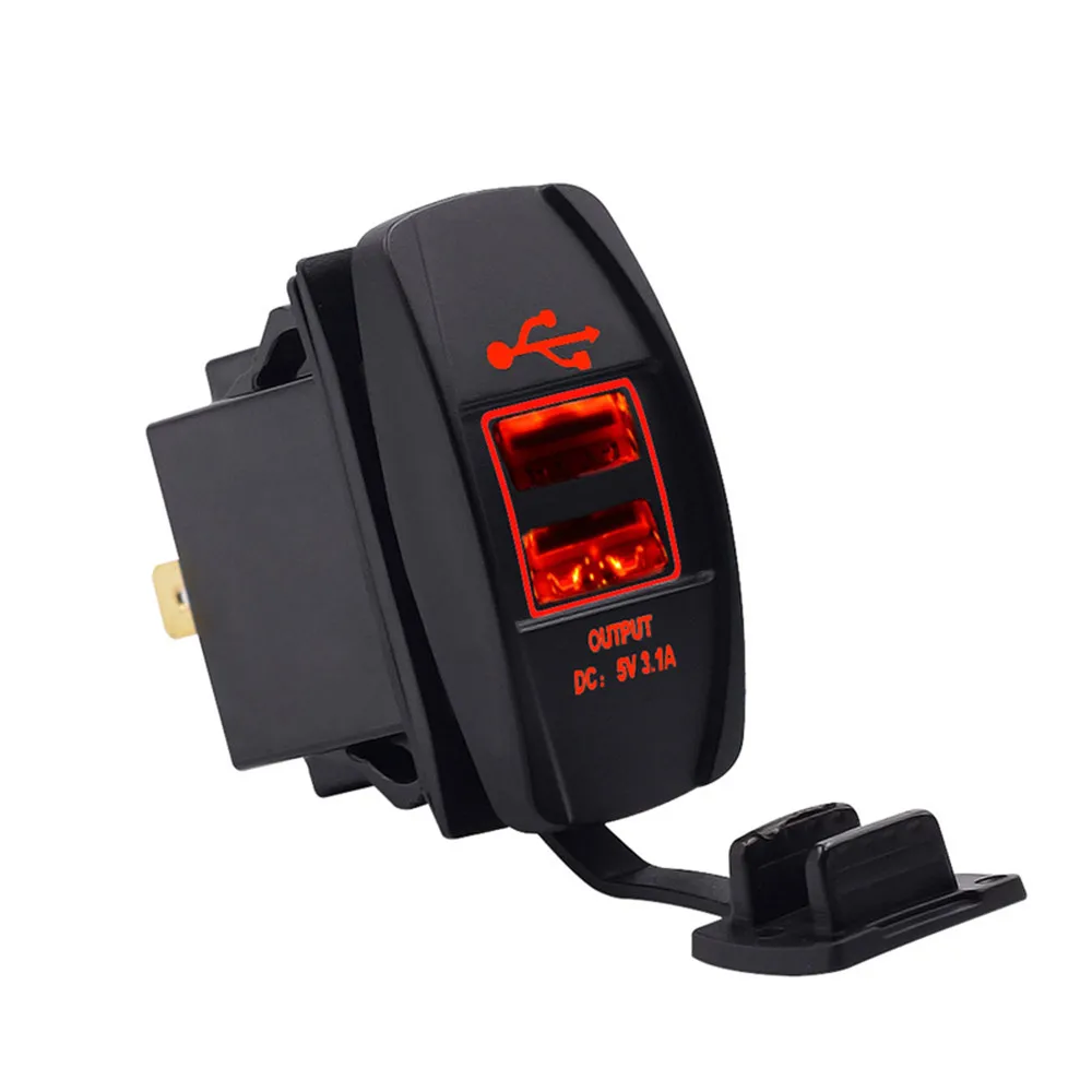 

Car USB Charger Quick Charge Fast Car Charger Car-Charger Double USB Charging Waterproof 3.1A Car Charger LED Lamp 12-24V