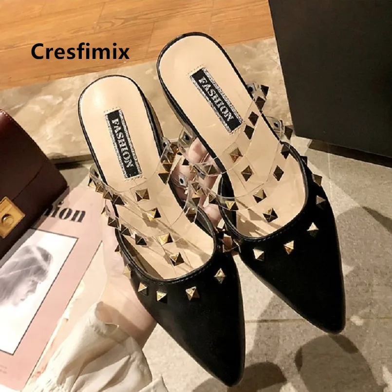 

Women Fashion Black Pointed Toe High Heel Shoes Lady Sexy Party Rivet High Heel Pumps Female Shoes Femmes Hauts Talons E5207