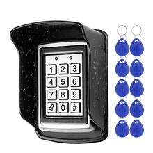 Clavier de contrôle d'accès RFID en métal, ouvre porte extérieur avec système de verrouillage électronique et couvercle étanche à la pluie, 10 porte clés, EM4100