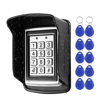 Teclado de Control de acceso de Metal RFID, cubierta impermeable a prueba de lluvia, sistema de cerradura electrónica para abrir puertas al aire libre, llaveros EM4100, 10 Uds.