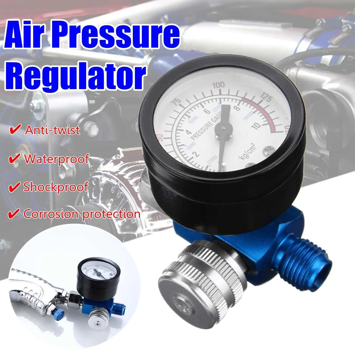 

1/4" Air Pressure Regulator Air Control Spray Paint G un Tail Pressure Gauge Compressor Relief Regulator Regulating Valve