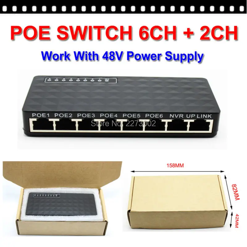 

Usefull 8 Port Poe Switch 6+2 Ports DC Desktop Ethernet Switch Network IP Cameras Powered PoE Adapter for Indoor