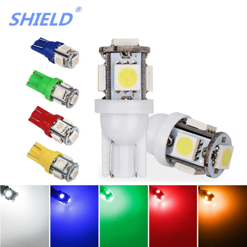 

SHIELD T10 Blue Red White interior Lights Led T10 5SMD 5050 Auto Led194 168 W5W Car Side Wedge Tail Light Dashboard Lamp