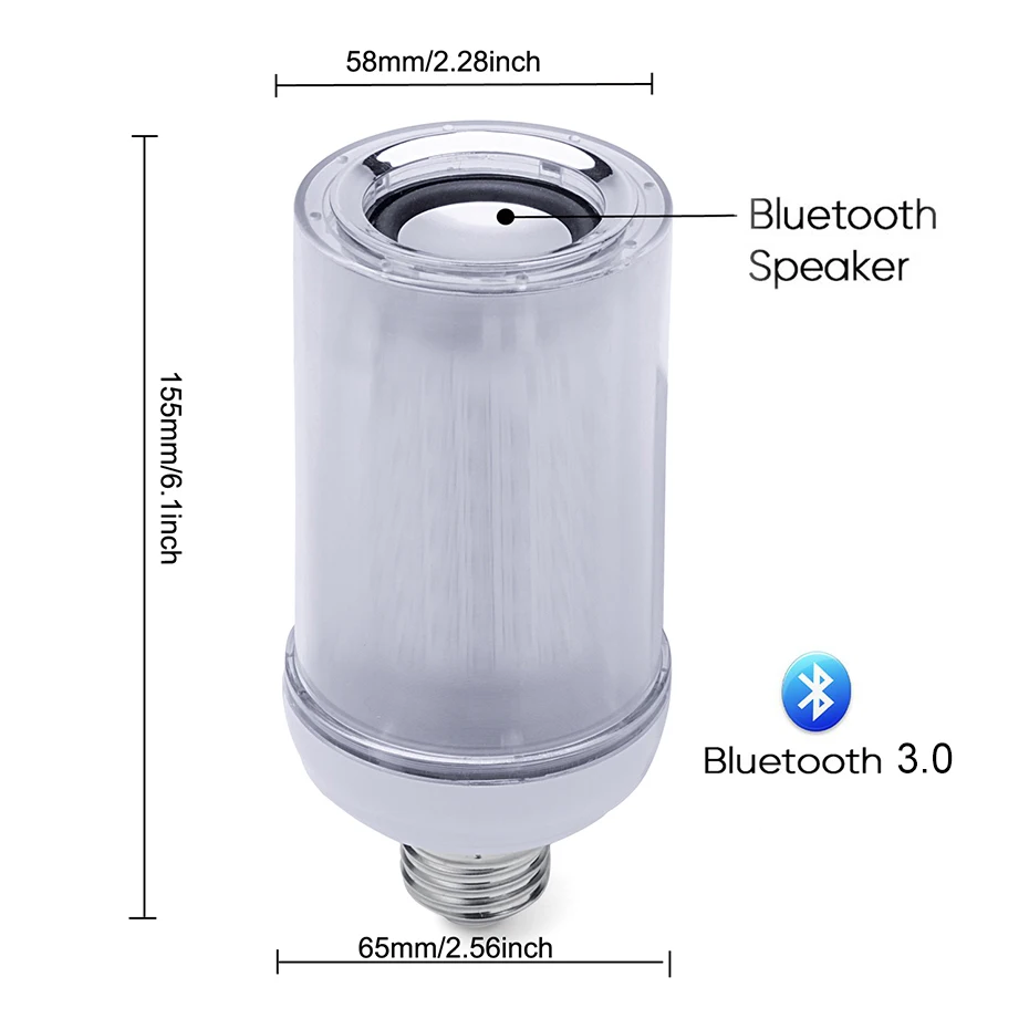 Перевернутый светильник Bluetooth светодиодный светильник Беспроводная лампочка с пламенным динамиком E26 E27 110 В 220 Вт 8 Вт музыкальный плеер с регулируемой яркостью пульт дистанционного управления