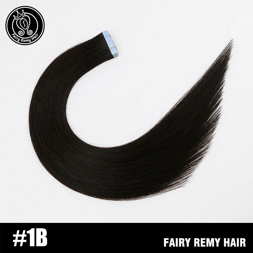 Накладные Человеческие волосы Remy на Клейкой Ленте, 20 дюймов, натуральные человеческие волосы Remy на клейкой ленте, платиновый блонд, 2 г/шт., 40 г, сказочные волосы remy - Цвет: # 1B